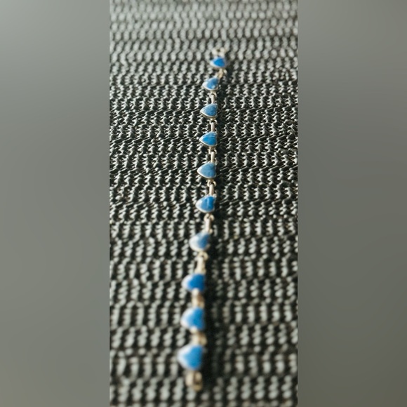 Vintage Lapis Lazuli .950 sterling silver bracelet with .925 clasp 6grams - Picture 8 of 11